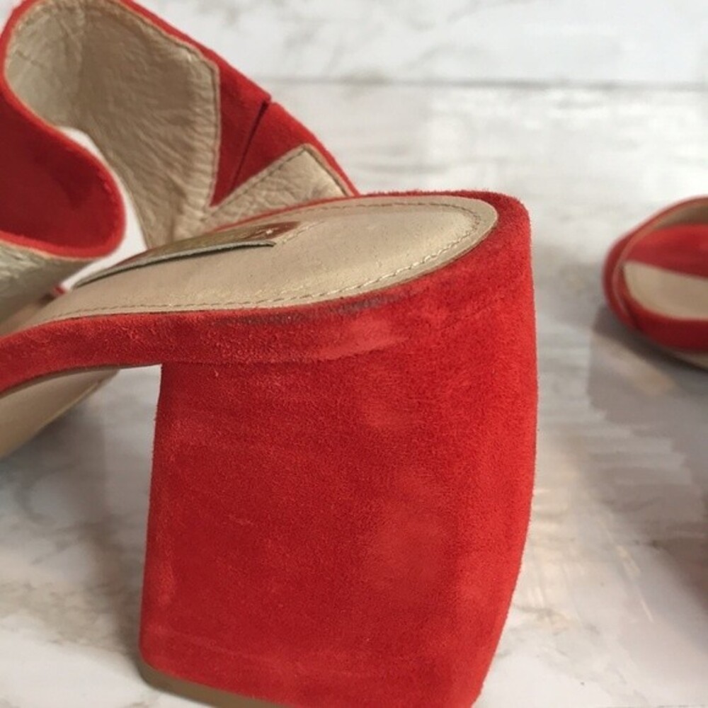 Louise et cie red orange suede strappy block heels  shoes size 8.5m - Picture 8 of 11